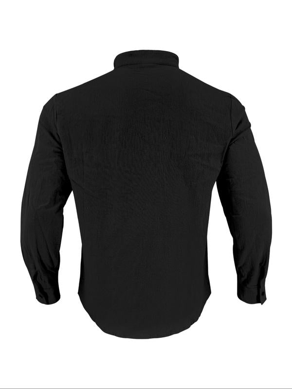 KZZ Herren-Poloshirt aus Leinen, lässig, langärmlig, stilvolles neues Design