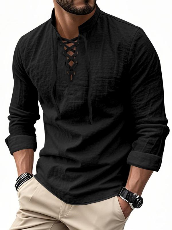 KZZ Herren-Poloshirt aus Leinen, lässig, langärmlig, stilvolles neues Design