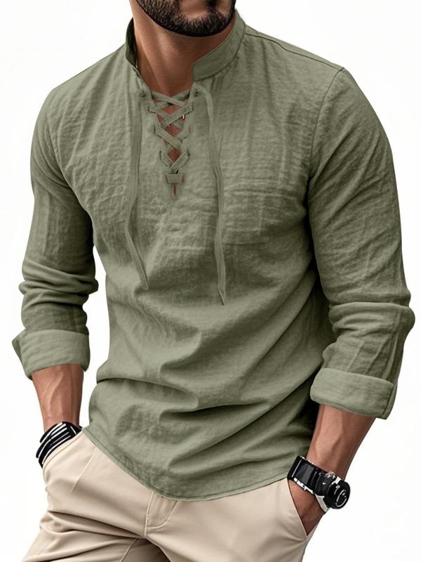 KZZ Herren-Poloshirt aus Leinen, lässig, langärmlig, stilvolles neues Design
