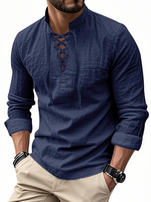 KZZ Herren-Poloshirt aus Leinen, lässig, langärmlig, stilvolles neues Design