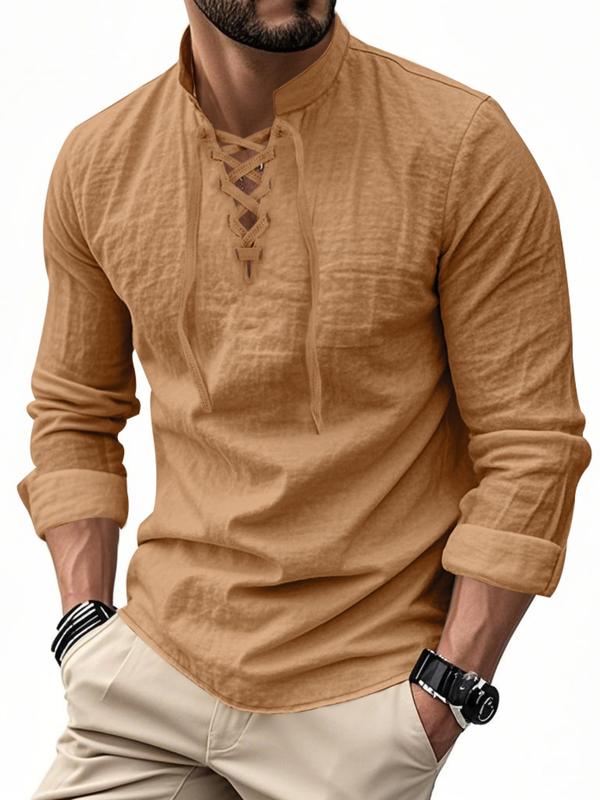 KZZ Herren-Poloshirt aus Leinen, lässig, langärmlig, stilvolles neues Design